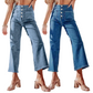 Women's Casual Wide-Leg Jeans with Patch Pockets