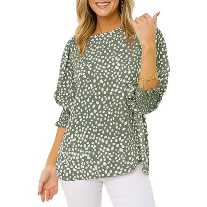 ⏳Limited-time 50% off⏰Women's Casual Polka Dot 3/4 Sleeve Blouse Top👚
